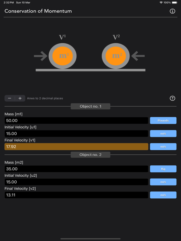 Conservation_of_Momentum_Calc iPadOS App Screenshot 9