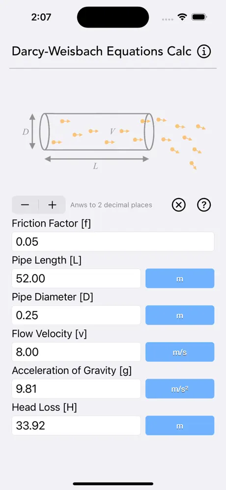 Darcy_Weisbach_Equations_Calc iOS App Screenshot 3