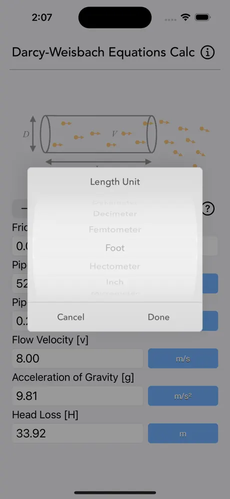 Darcy_Weisbach_Equations_Calc iOS App Screenshot 4