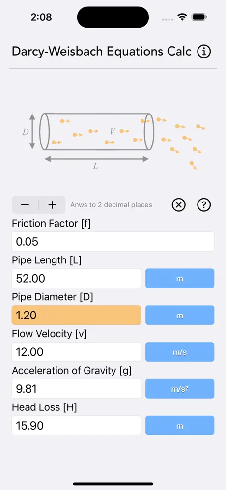Darcy_Weisbach_Equations_Calc iOS App Screenshot 5