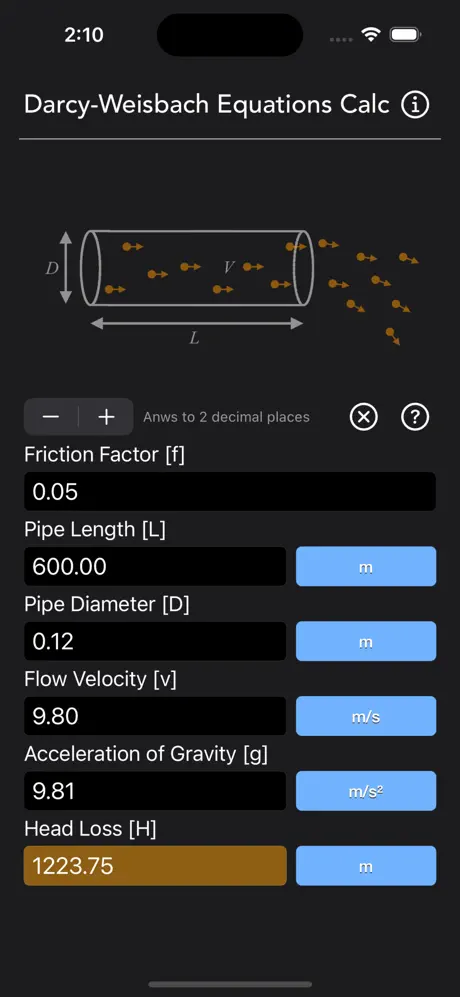 Darcy_Weisbach_Equations_Calc iOS App Screenshot 6