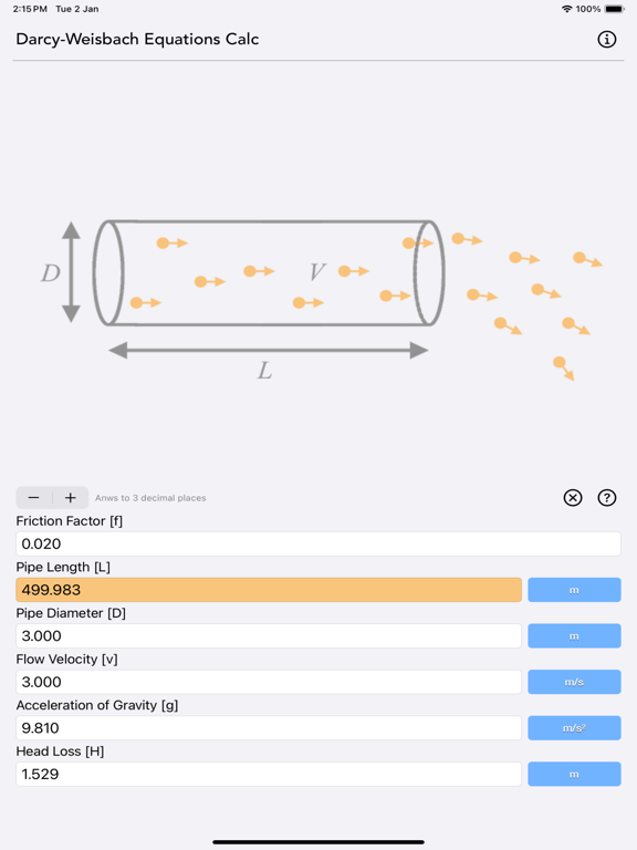 Darcy_Weisbach_Equations_Calc iPadOS App Screenshot 2
