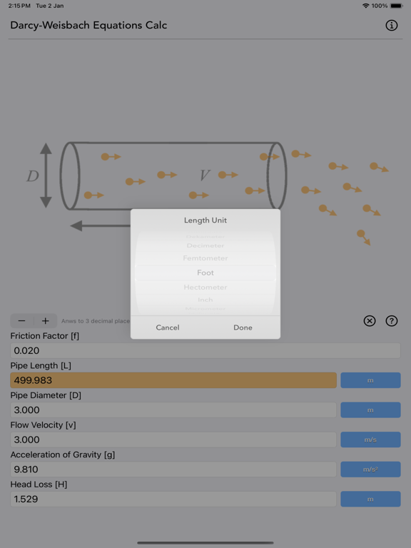 Darcy_Weisbach_Equations_Calc iPadOS App Screenshot 3