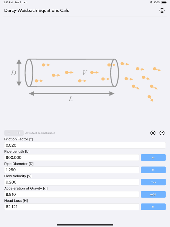 Darcy_Weisbach_Equations_Calc iPadOS App Screenshot 4