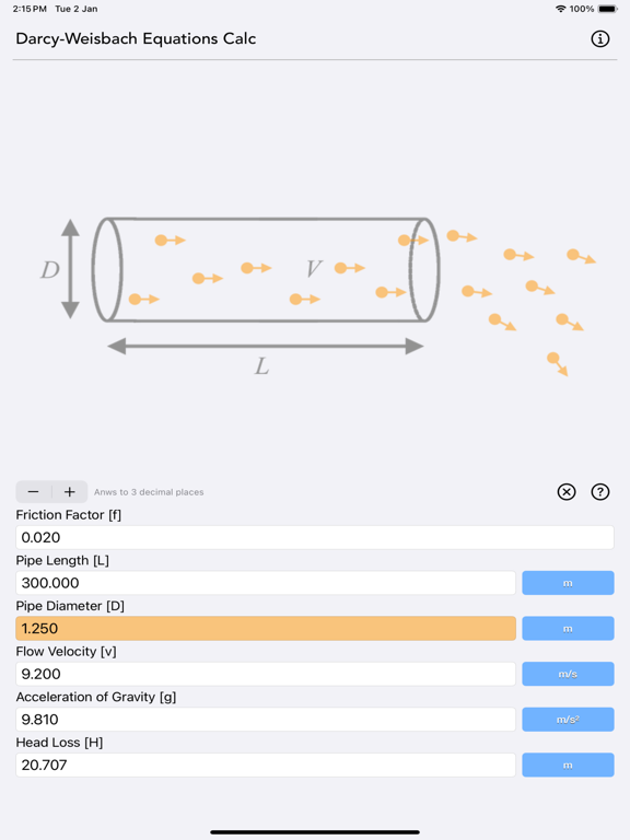 Darcy_Weisbach_Equations_Calc iPadOS App Screenshot 5