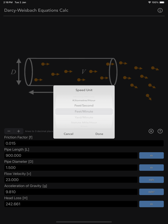 Darcy_Weisbach_Equations_Calc iPadOS App Screenshot 8
