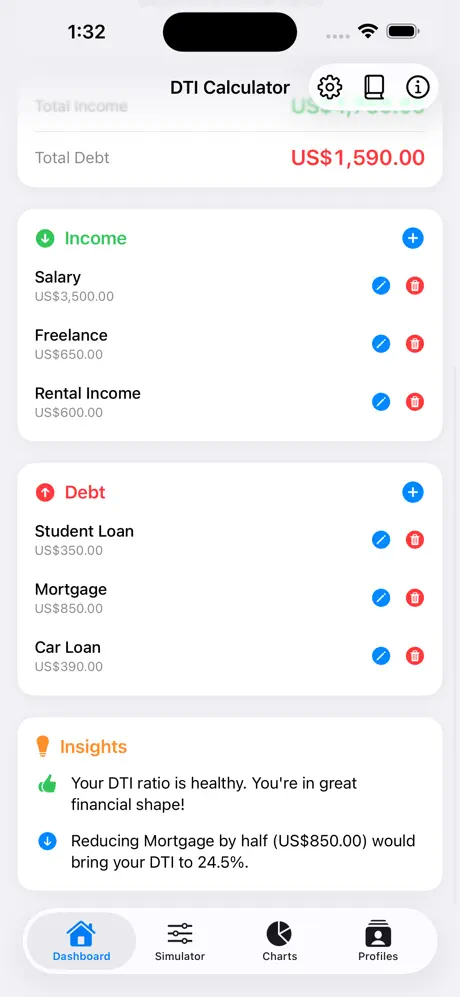 Debt_2_Income_Calculator iOS App Screenshot 2