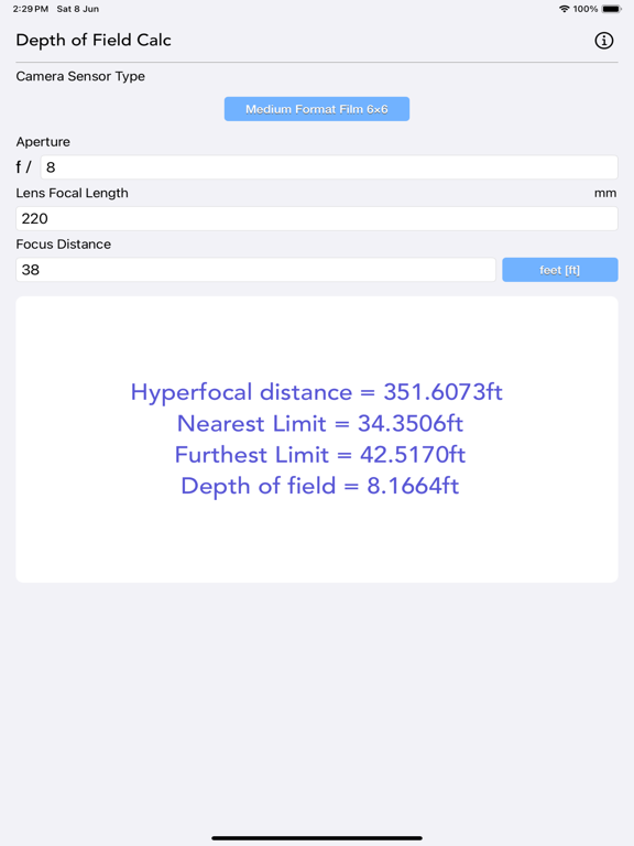 Depth_of_Field_Calculator iPadOS App Screenshot 7