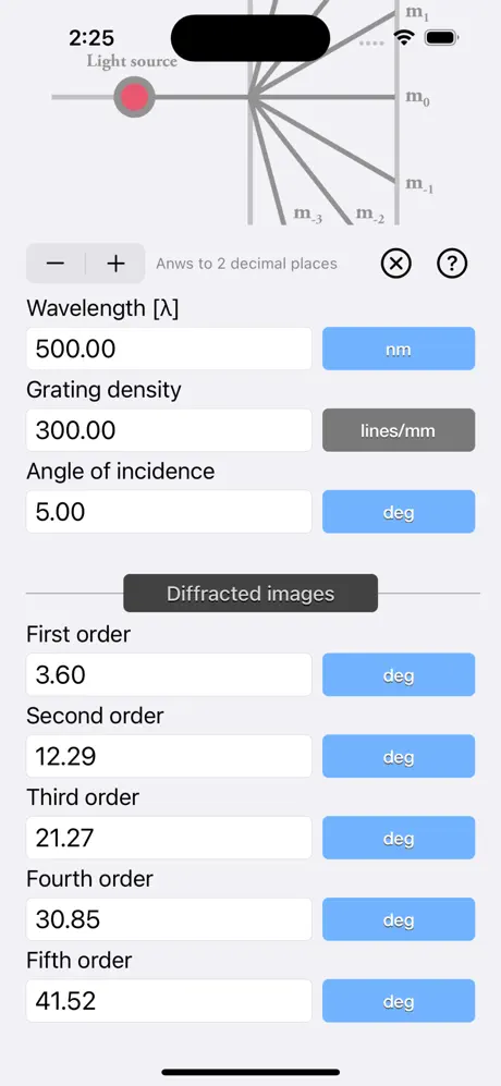 Diffraction_Grating_Calculator iOS App Screenshot 4