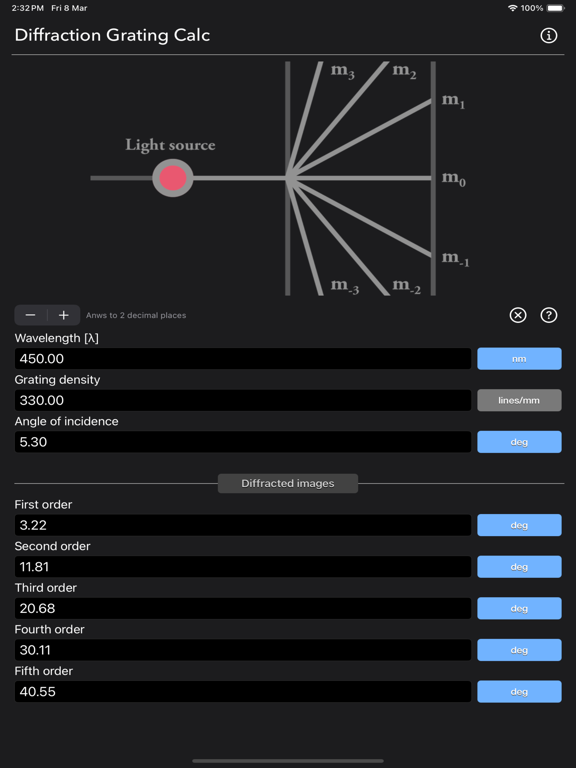 Diffraction_Grating_Calculator iPadOS App Screenshot 3