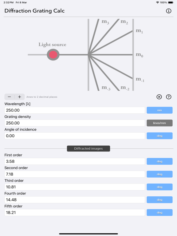 Diffraction_Grating_Calculator iPadOS App Screenshot 9