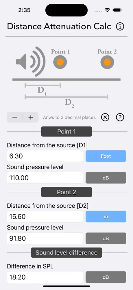 Distance_Attenuation_Calc iOS App Screenshot 5