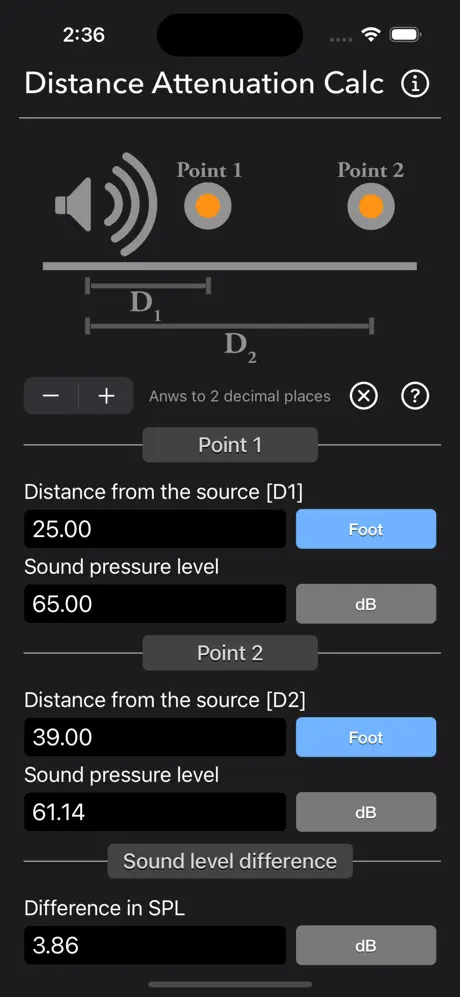 Distance_Attenuation_Calc iOS App Screenshot 6