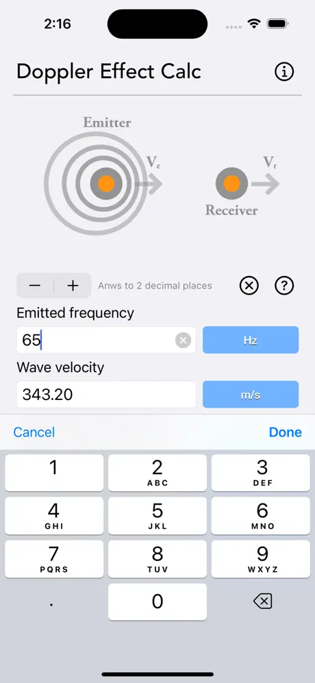 Doppler_Effect_Calculator iOS App Screenshot 2