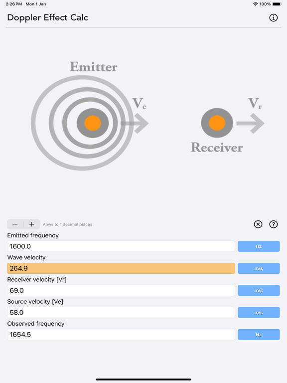 Doppler_Effect_Calculator iPadOS App Screenshot 1