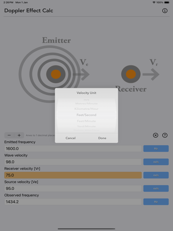 Doppler_Effect_Calculator iPadOS App Screenshot 2