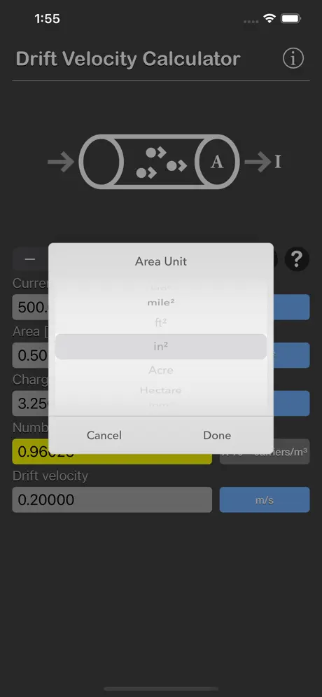 Drift_Velocity_Calculator iOS App Screenshot 3