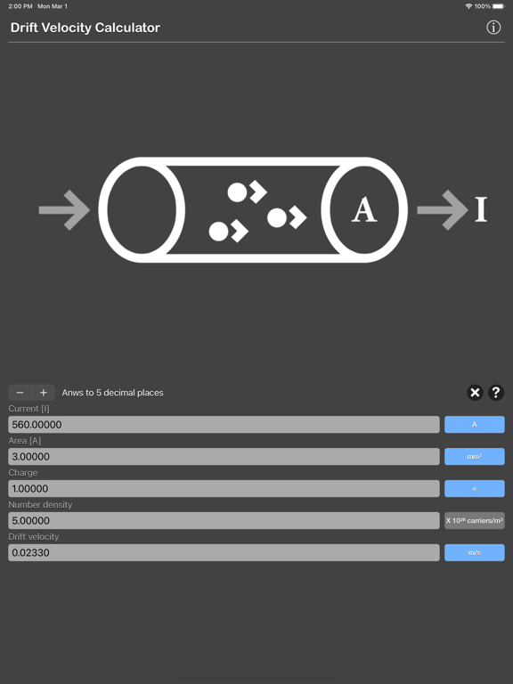 Drift_Velocity_Calculator iPadOS App Screenshot 2