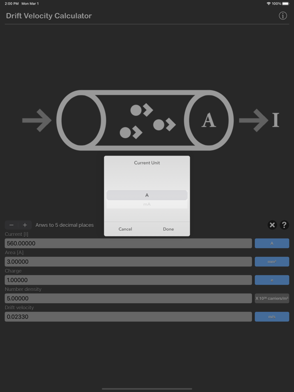 Drift_Velocity_Calculator iPadOS App Screenshot 3
