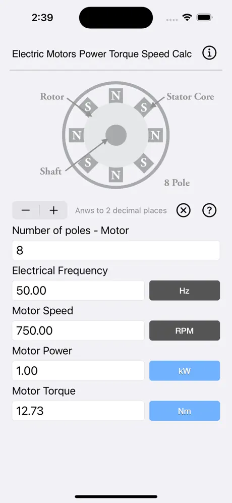 Electric_Motors_Speed_Calc iOS App Screenshot 3