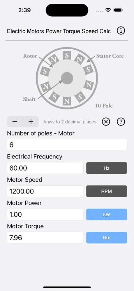Electric_Motors_Speed_Calc iOS App Screenshot 4