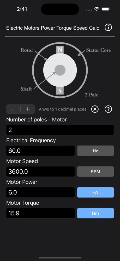 Electric_Motors_Speed_Calc iOS App Screenshot 6