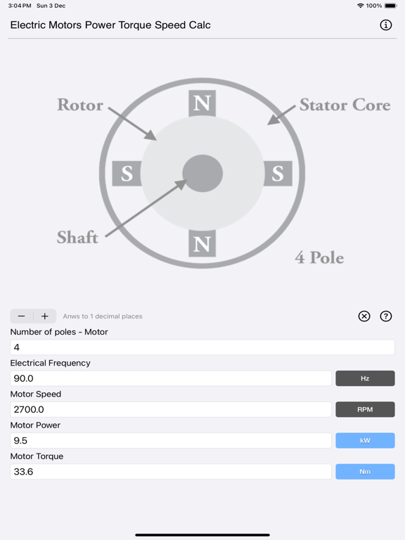Electric_Motors_Speed_Calc iPadOS App Screenshot 1