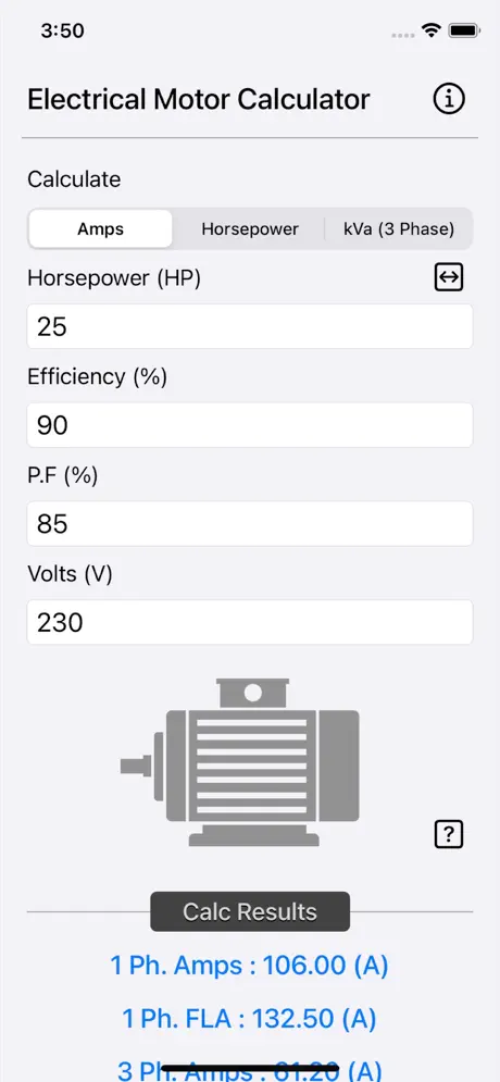 Electrical_Motor_Calculator iOS App Screenshot 6