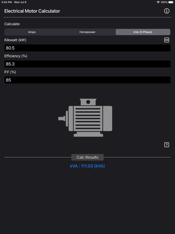 Electrical_Motor_Calculator iPadOS App Screenshot 4