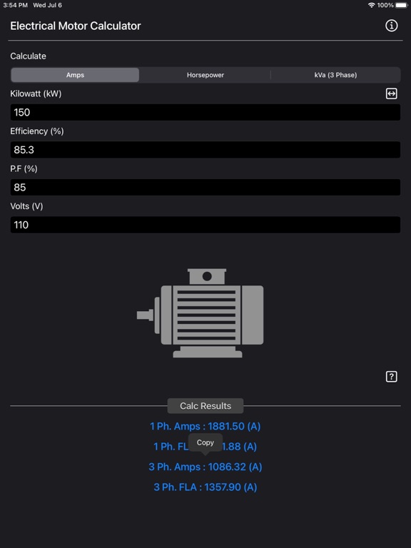Electrical_Motor_Calculator iPadOS App Screenshot 5