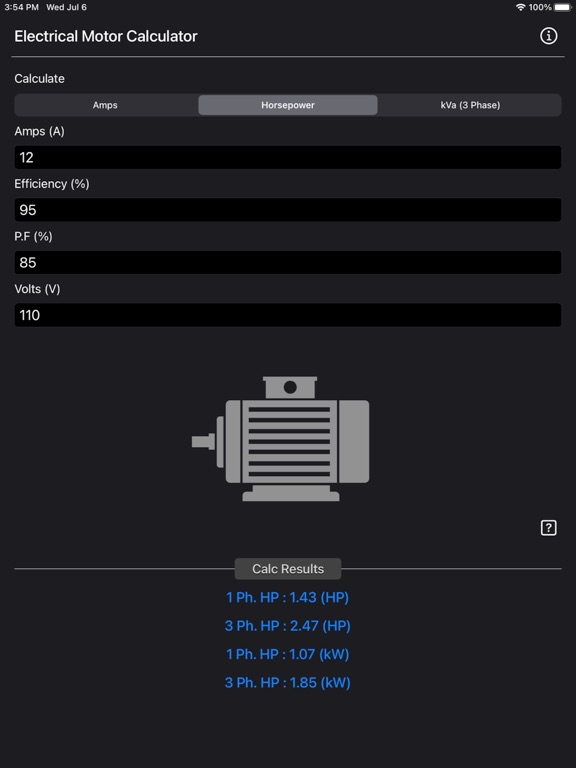 Electrical_Motor_Calculator iPadOS App Screenshot 6