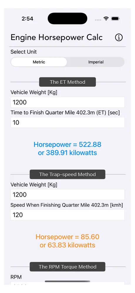 Engine_Horsepower_Calculator iOS App Screenshot 3