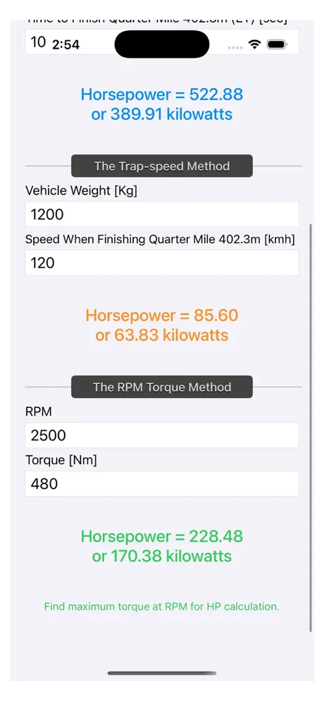 Engine_Horsepower_Calculator iOS App Screenshot 4