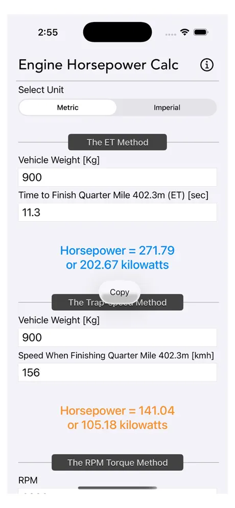 Engine_Horsepower_Calculator iOS App Screenshot 5
