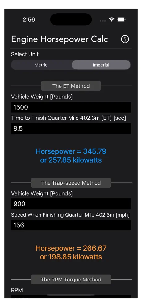 Engine_Horsepower_Calculator iOS App Screenshot 6