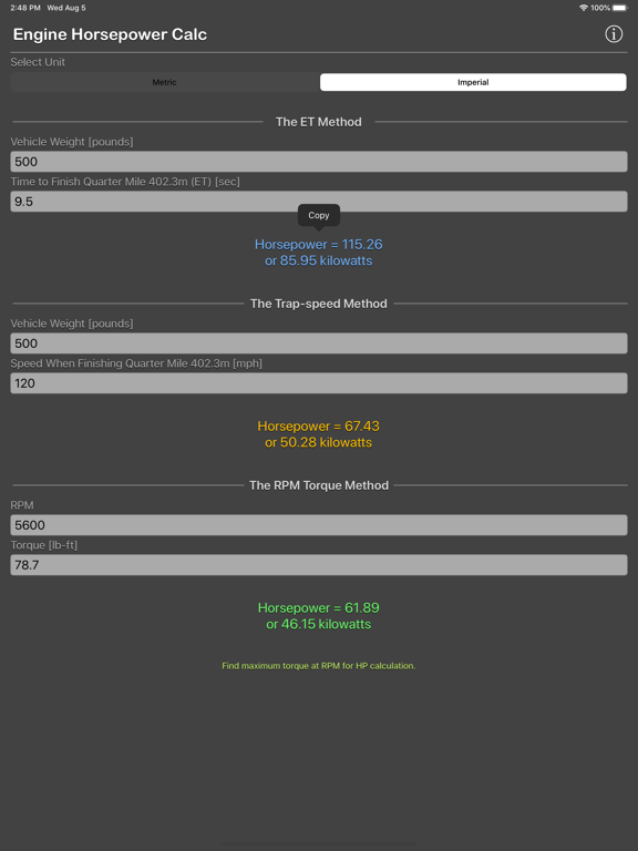 Engine_Horsepower_Calculator iPadOS App Screenshot 10