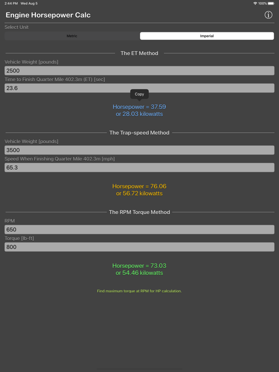 Engine_Horsepower_Calculator iPadOS App Screenshot 5