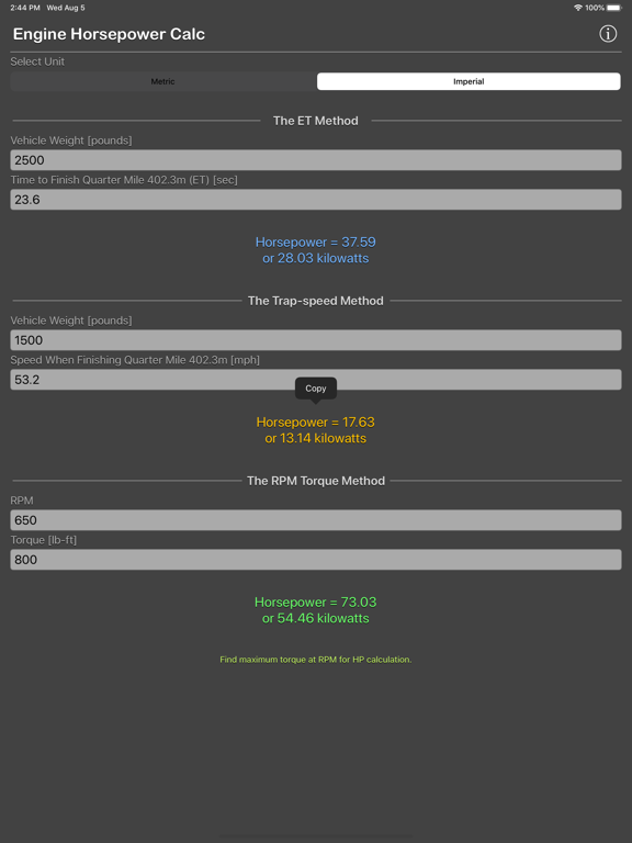 Engine_Horsepower_Calculator iPadOS App Screenshot 6
