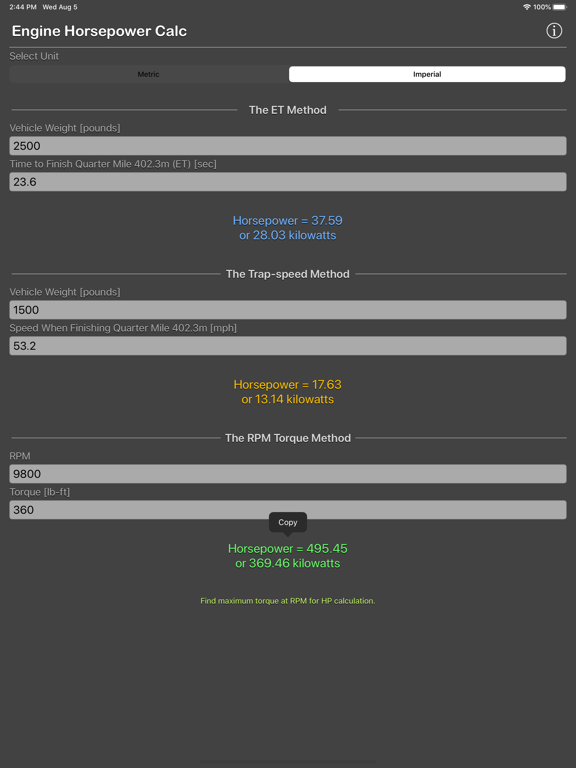 Engine_Horsepower_Calculator iPadOS App Screenshot 7