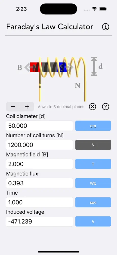 Faraday_s_Law_Calculator iOS App Screenshot 2