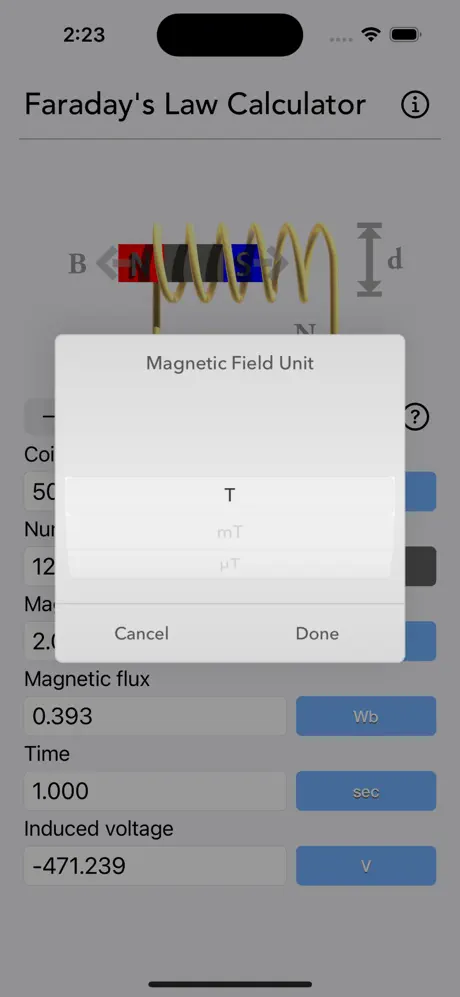 Faraday_s_Law_Calculator iOS App Screenshot 3
