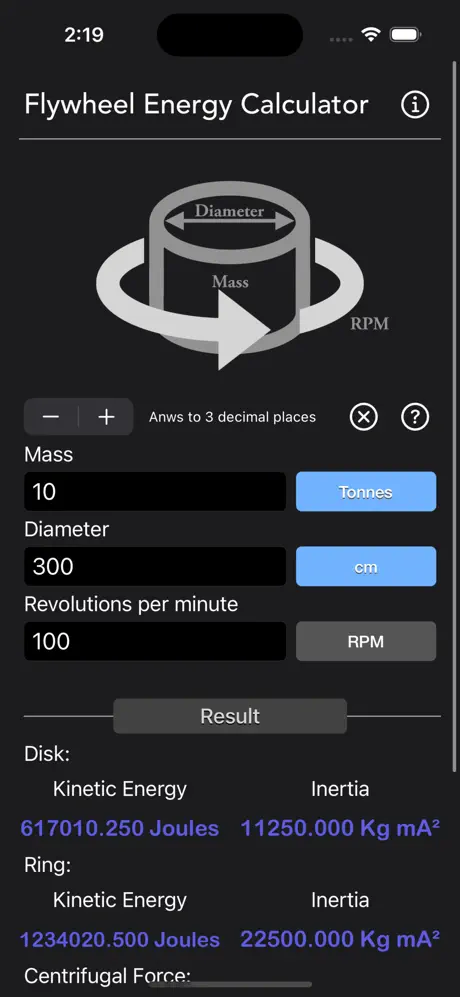 Flywheel_Energy_Calculator iOS App Screenshot 6