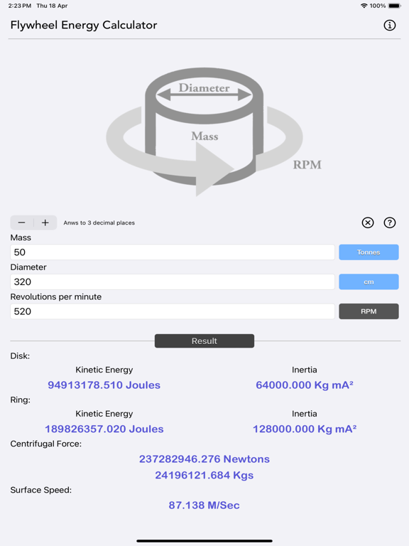 Flywheel_Energy_Calculator iPadOS App Screenshot 4