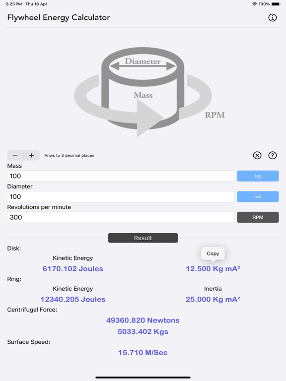 Flywheel_Energy_Calculator iPadOS App Screenshot 5