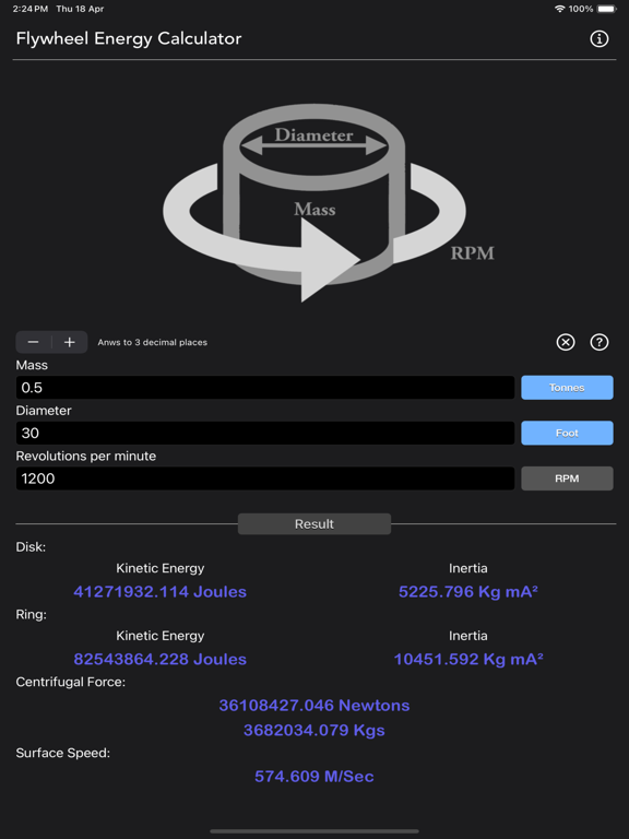 Flywheel_Energy_Calculator iPadOS App Screenshot 6