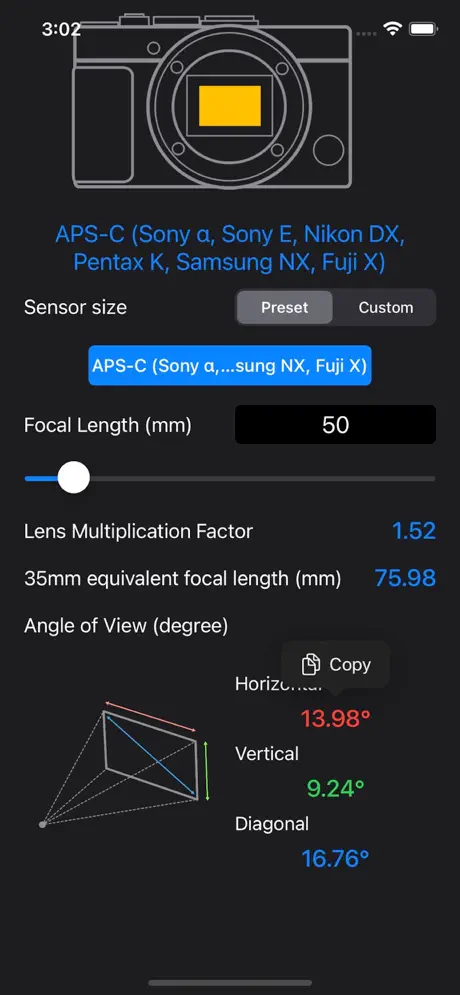 Focal_Length_Calculator iOS App Screenshot 2