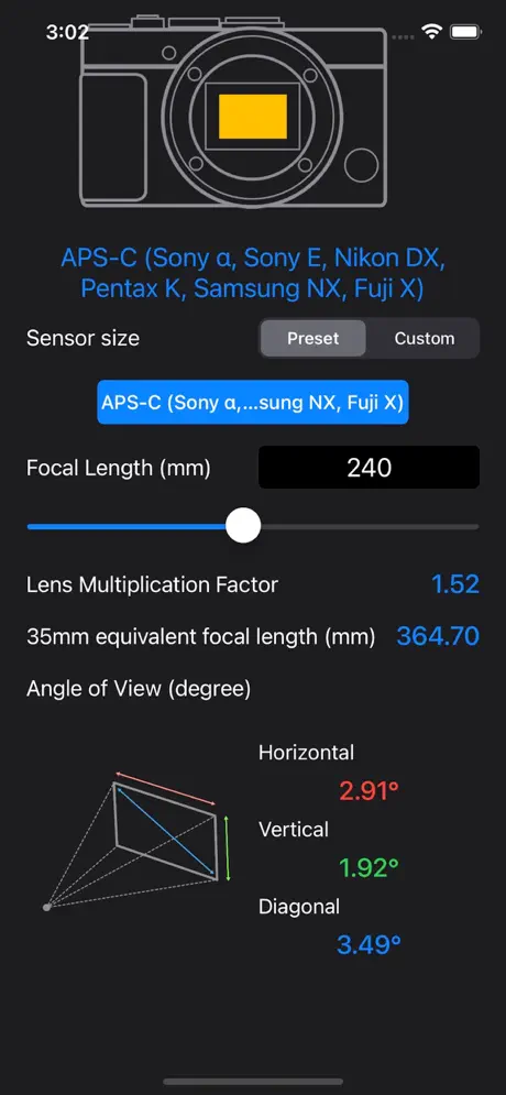 Focal_Length_Calculator iOS App Screenshot 3