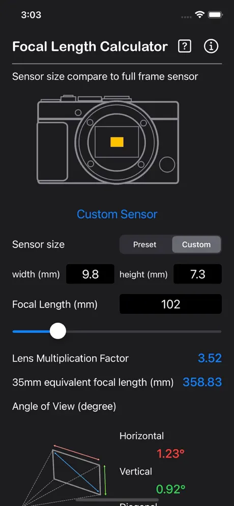Focal_Length_Calculator iOS App Screenshot 4