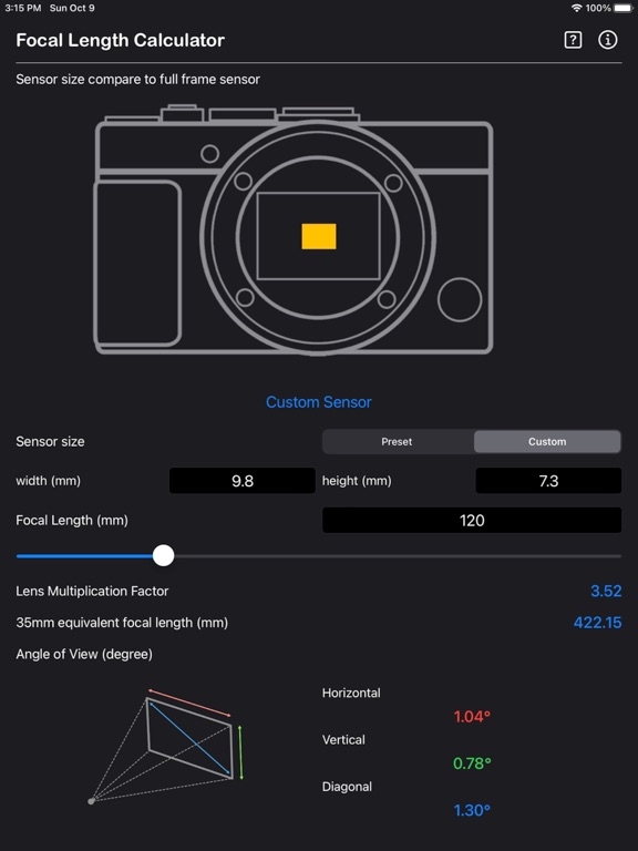 Focal_Length_Calculator iPadOS App Screenshot 4