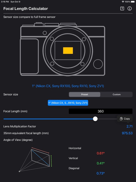 Focal_Length_Calculator iPadOS App Screenshot 5